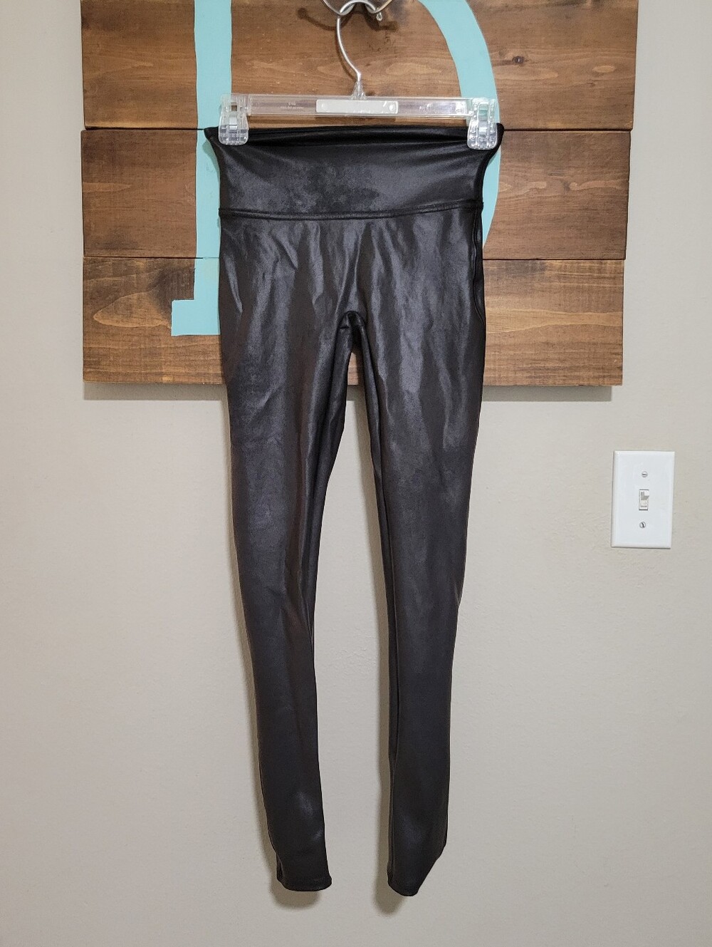 Spanx Black Ready-to-Wow Faux-Leather Leggings Size Small